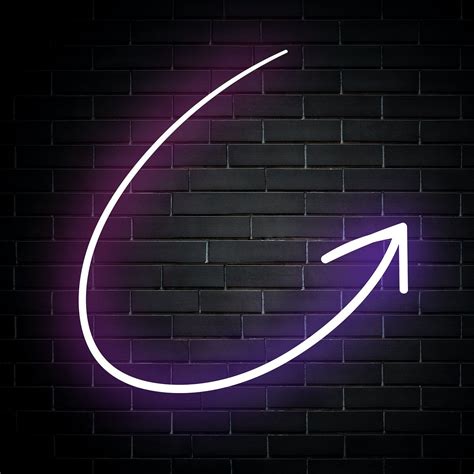 Neon Purple Curved Arrow Sign On Brick Wall Free Image By Eve Brick Wall