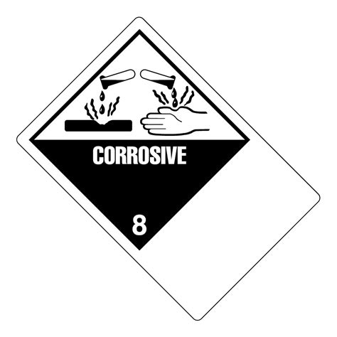 Hazard Class 8 Corrosive Material Worded Shipping Name Large Tab