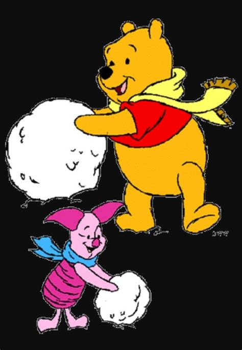 Pooh Bear And Piglet Making Snowballs Winnie The Pooh Pictures Cute