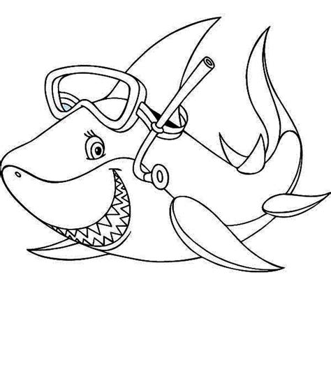 Printable pinkfong baby shark by crayola coloring page. A Cool Shark With Snorkeling Gear Coloring Page : Kids ...