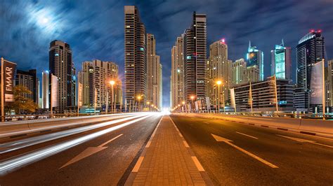 Dubai United Arab Emirates Cityscape With Illuminated