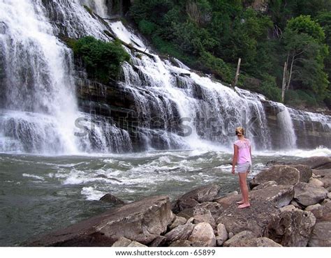 Girl Front Waterfall Stock Photo Edit Now 65899