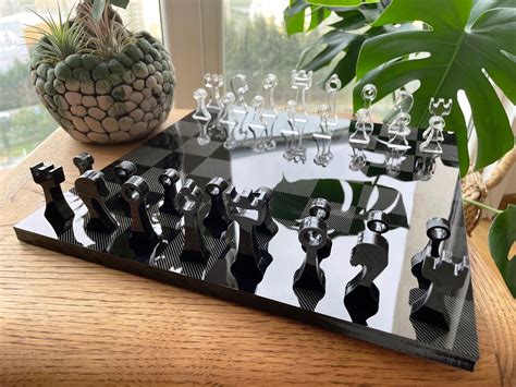 Handmade Elegant Chess Set Black And White Chess Set Etsy