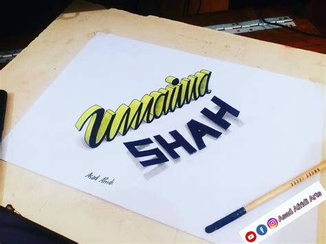 Umaima Shah 3d Drawing Names Artist 👉 Asad Afridi Youtube