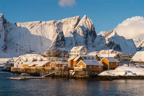 Sakrisoy Fishing Village In Winter Season In Lofoten Island Nordland