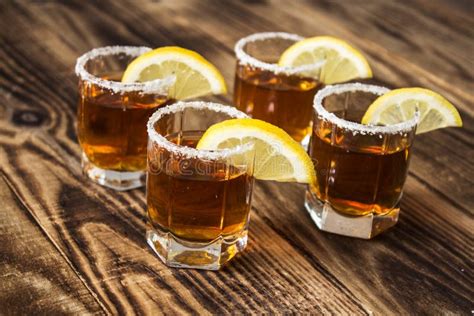 Alcohol Shot Drinks With Lemon And Salt Stock Image Image Of Liquor