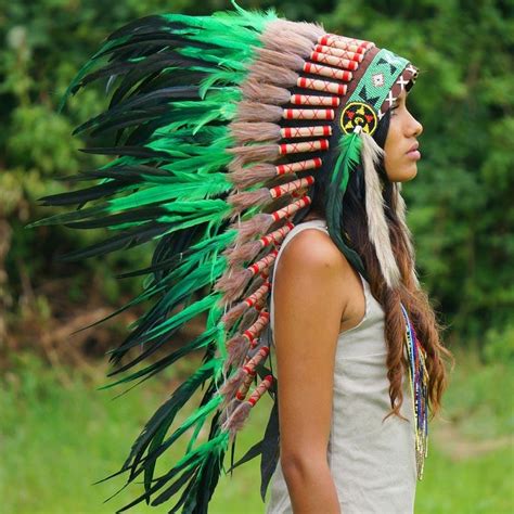 Green Indian Headdress 95cm Indian Headdress Novum Crafts