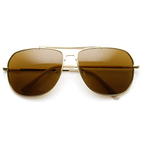 Classic Square Full Metal Frame Crossbar Aviator Sunglasses Sunglass La