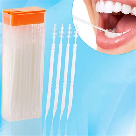 50pcspack 2 Way Oral Dental Tooth Pick Plastic Interdental Brush