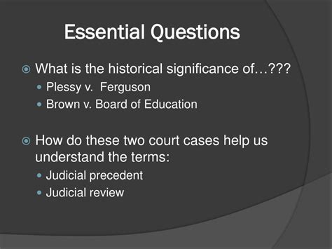 Ppt Plessy V Ferguson And Brown V Board Of Education Powerpoint