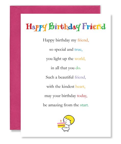 Happy Birthday Friend Greetings Card With Beautiful Poem Friendship