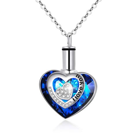 925 Sterling Silver Urn Necklaces For Ashes Engraved I Love You Pendan