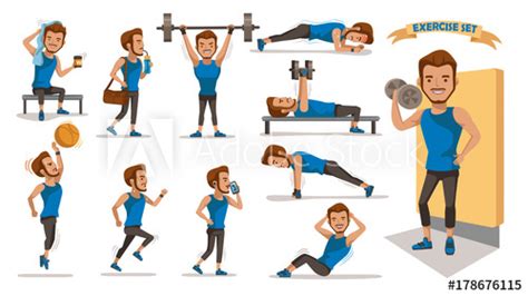 Exercise Man Health Male Are Exercising Character Design
