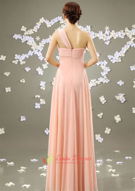 Blush Pink One Shoulder Bridesmaid Dresslong Pale Pink Bridesmaid