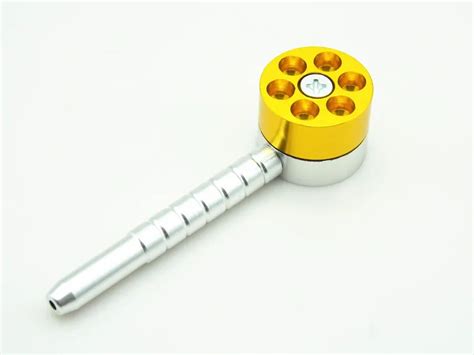 1 pc hot metal grinder smoking pipes bullet shape revolver pipe grinder six shooter pipe 12cm