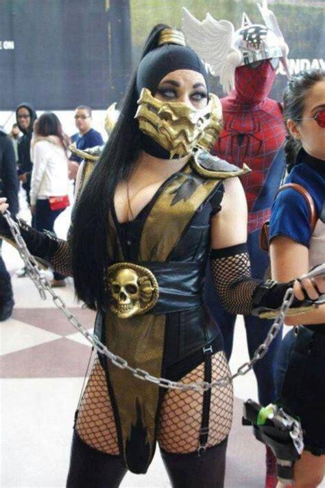 Female Scorpion From Mortal Kombat Cosplay Why Is Spidey Wearing Thors