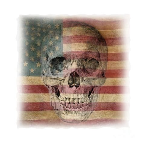 Skull On American Flag Painting By Alex Krasky