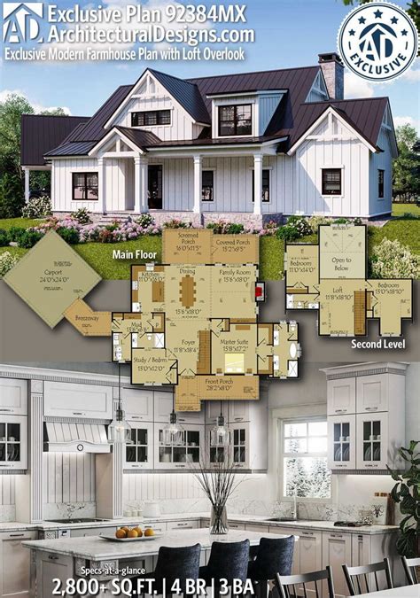 Plan 92384mx Exclusive Modern Farmhouse Plan With Loft Overlook