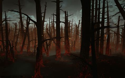 Artstation Burning Forest Trees Set