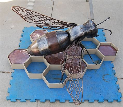 Custom Outdoor Metal Bee Sculpture With Honeycomb Made To Etsy
