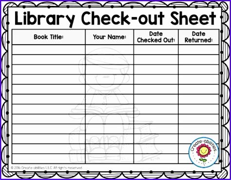 Free Printable Library Checkout Sheets Printable Templates
