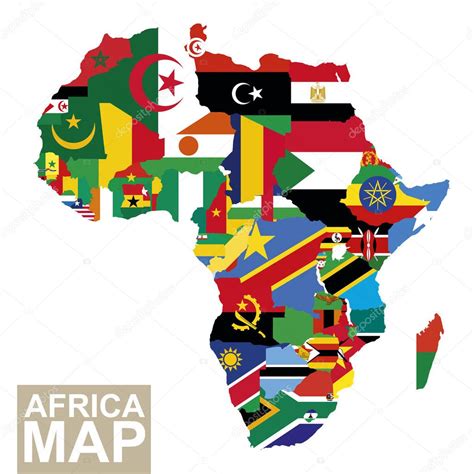 Mapa De África Mapa Vectorial De África Con Banderas Bandera De