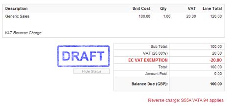 Reverse charge on a purchase invoice. Vat at 0% how to add on invoice? - Quick File