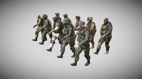 Low Poly Army Man Character Pack Animated Buy Royalty Free 3d Model
