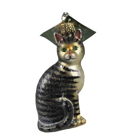 Old World Christmas 375 Black Striped Tabby Cat Ornament Kitten