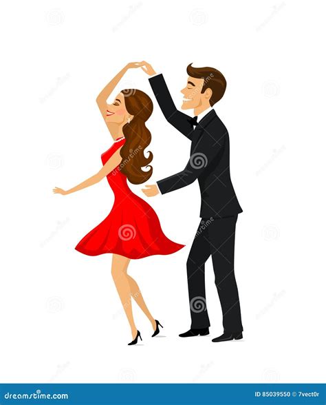 Man And Woman Romantic Couple Dancing Isolated Stock Illustration