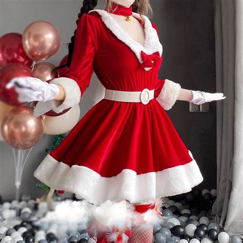 2022 Winter Christmas Xmas Lady Santa Claus Cosplay Costume Women Sexy Lingerie Bunny Girl Tube