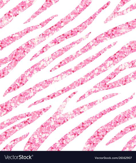 Seamless Pattern Pink Glitter Zebra On White Vector Image