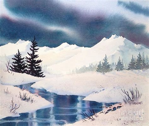 Image Result For Watercolor Showing Winter Skies Winter Landscape