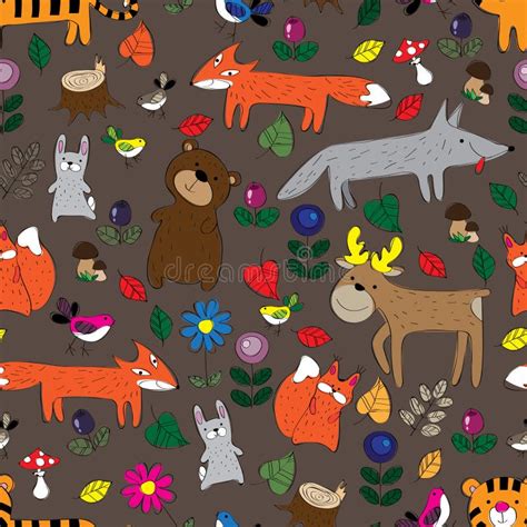 The Pattern Of Forest Animals Stock Vector Illustration Of Forest