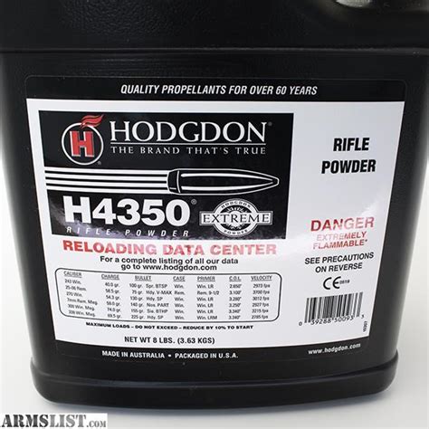 Armslist For Sale New Sealed Hodgdon H4350 Smokeless Powder 8 Lb