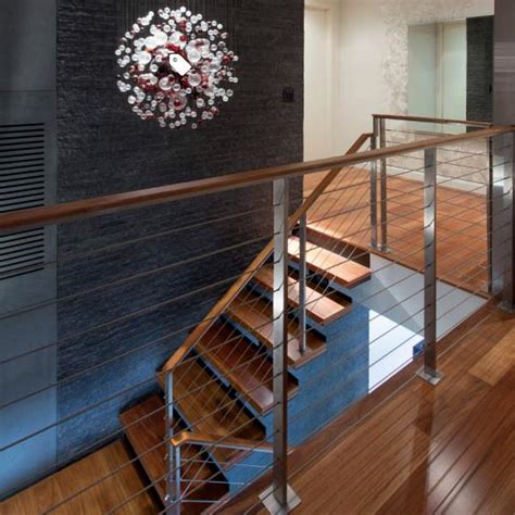 Indoor Stairwell Cable Railing Use Stainless Steel Square Post Design