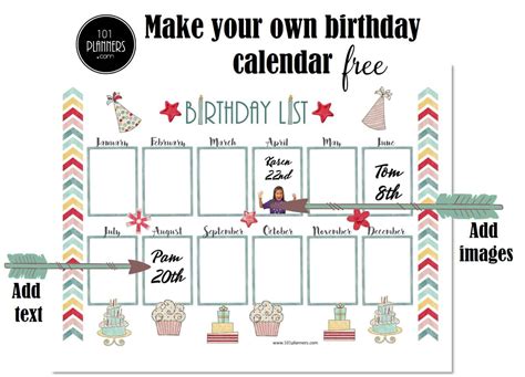 Free Printable Birthday Calendar Template Paper Trail Design 8 Best