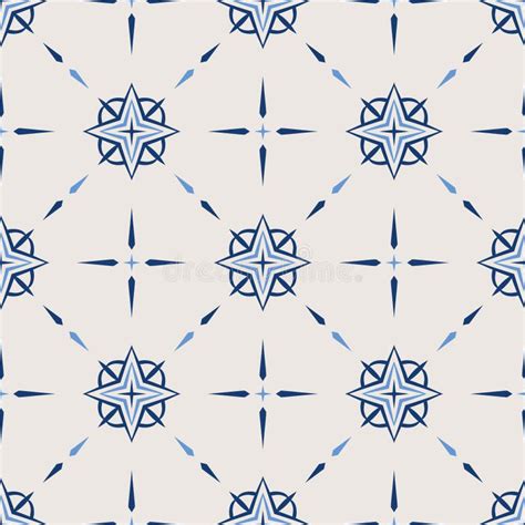 Vintage Tile Pattern Seamless Blue And White Background With Flower