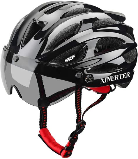 Xinerter Adult Bike Helmet Road Bike Helmet Detachable Magnetic Goggles