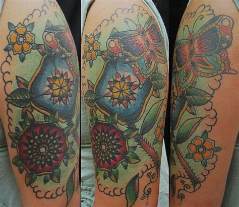 Traditional Flower Sleeve Tattoo Healed By Kirk Edward Nilsen Ii