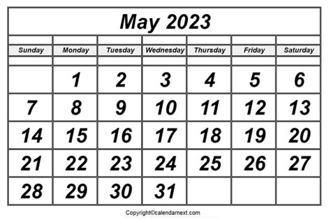 Printable May 2023 Calendar Template With Holidays And Notes