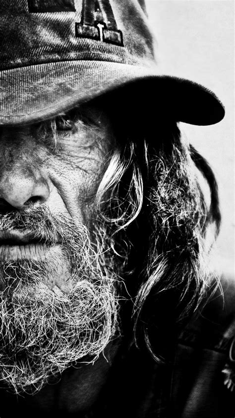 Black And White Men Homeless Person Faces Portraits