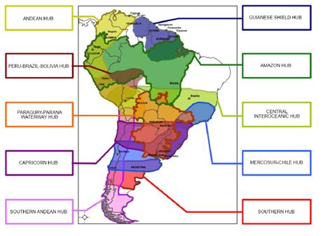 Map Of Integration And Development Hubs Projected By The Integration Of