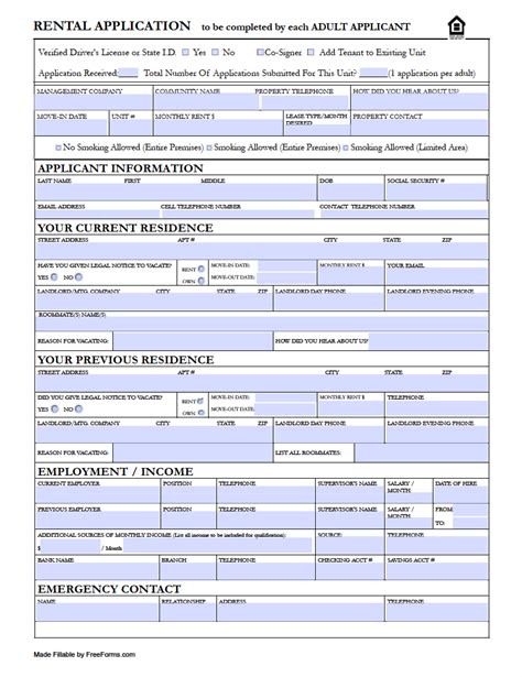 Free Oregon Rental Application Form PDF