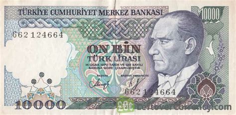 10000 Turkish Old Lira Banknote 7th Emission 1970 Exchange Yours