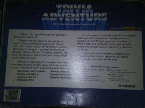 Pressman Vintage 1983 Retro Trivia Adventure Board Game Contemporary