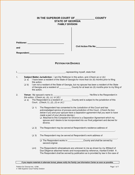 Free Printable Uncontested Divorce Forms Georgia Free The Best Free