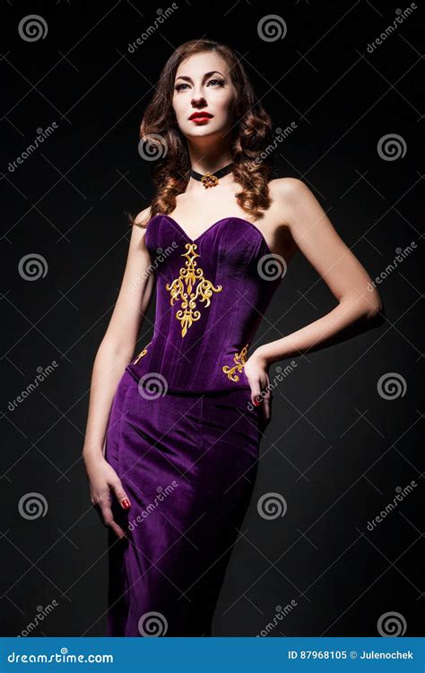 Attractive Woman Wearing Purple Dress Stock Image Image Of Pretty Standing 87968105