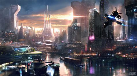 Sci Fi City Digital Wallpaper Cyberpunk Science Fiction Futuristic