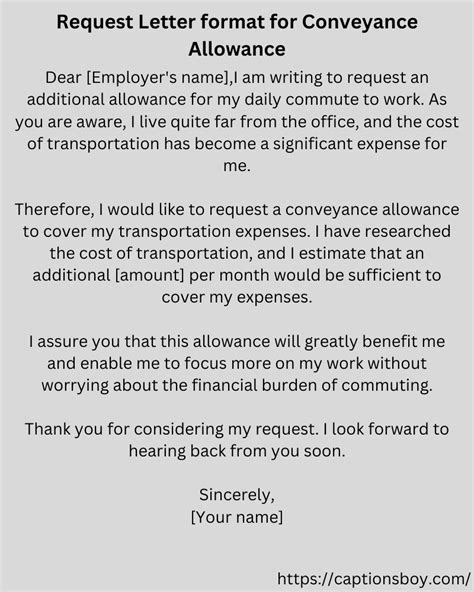 Request Letter Format For Conveyance Allowance 10 Samples